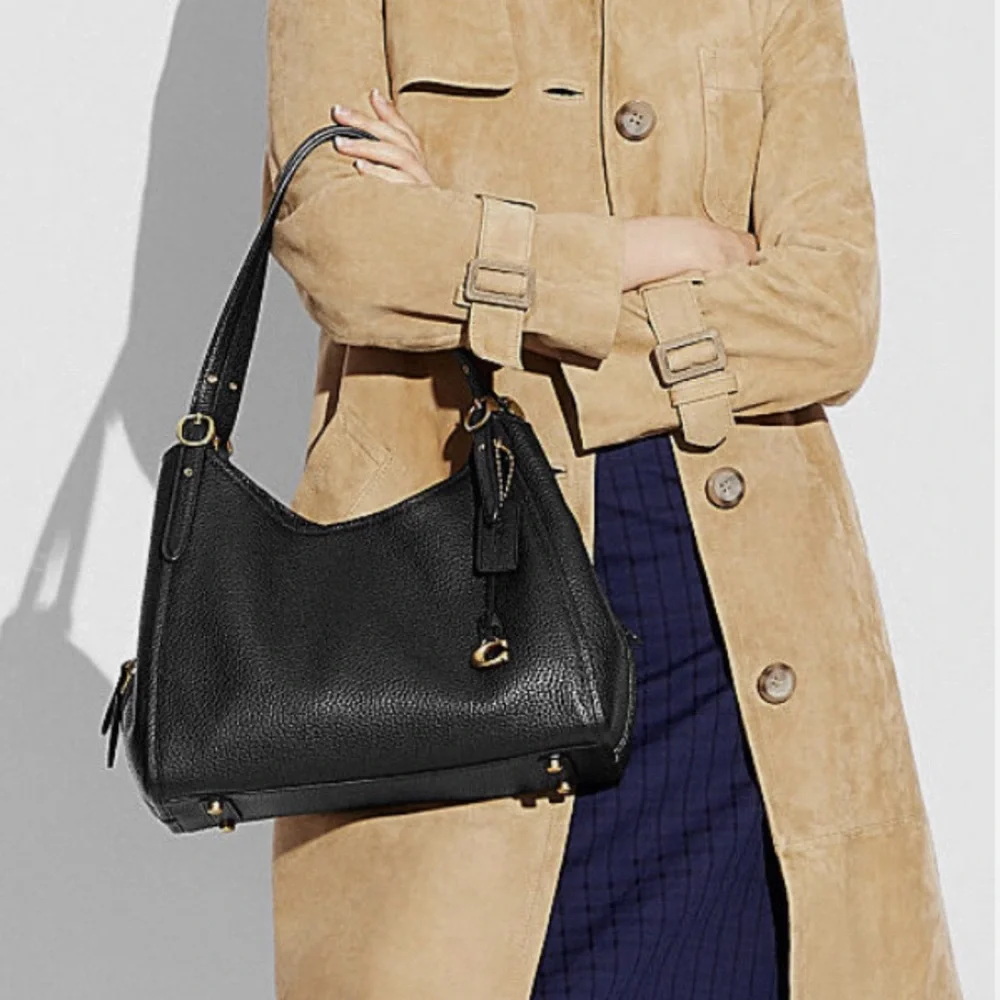 Coach Black and Gold Textured Shoulder Bag - Picture 5 of 13